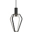 Design pendant lamp with 4 GU10 light points, dimmable, black metal shade, height 47.5 cm, shade diameter 27.5 cm, IP20.