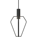 Design hanglamp met 4 GU10-lichtpunten, dimbaar, zwarte metalen kap, hoogte 47,5 cm, kapdiameter 27,5 cm, IP20.