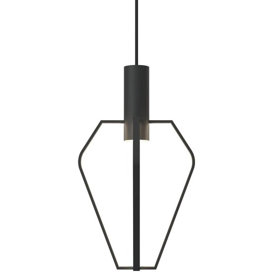 Design hanglamp met 4 GU10-lichtpunten, dimbaar, zwarte metalen kap, hoogte 47,5 cm, kapdiameter 27,5 cm, IP20.