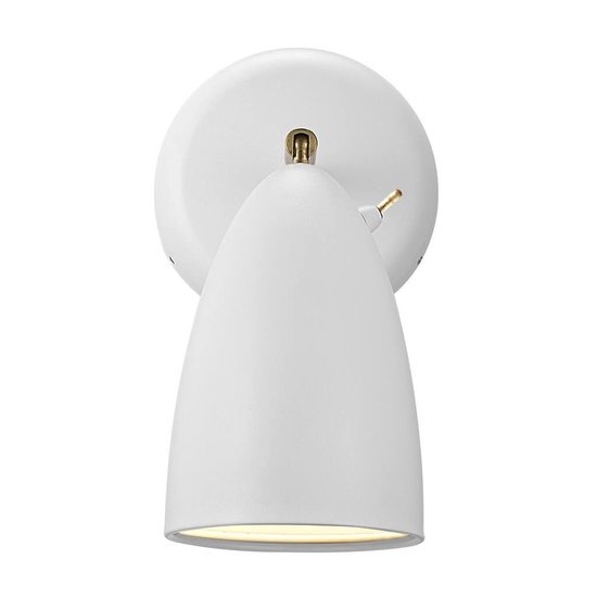 Applique murale rétro, bras pivotant, blanc/télégris, douille GU10 max 6W, IP20, abat-jour 10 cm, câble 250 cm