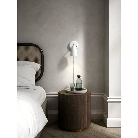 Applique murale rétro, bras pivotant, blanc/télégris, douille GU10 max 6W, IP20, abat-jour 10 cm, câble 250 cm