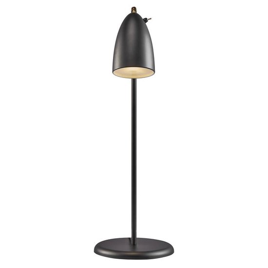 Nordlux lámpara de mesa retro negra, pantalla giratoria Ø10cm, altura 66cm, casquillo GU10, metal