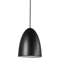 Lámpara colgante Nordic E27 negra, clase 2 doble aislamiento, metal/plástico, altura 25,4 cm, cable 300 cm, bombilla no incluida