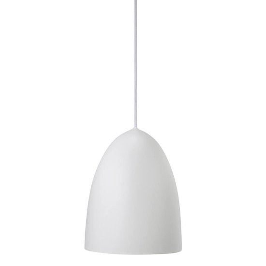 Nordic hanglamp in metaal, wit/telegrijs, E27 fitting max. 40W, IP20, kap Ø20 cm, hoogte 25,4 cm, textielkabel 300 cm