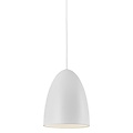 Suspension Nordic en métal, blanc/télégris, douille E27 max 40W, IP20, abat-jour Ø20 cm, hauteur 25,4 cm, câble textile 300 cm