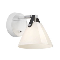 Applique en verre et cuir, douille G9, blanc, industrielle dimmable