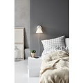 Wall lamp in opal white glass with a leather detail, G9 fitting max 28W, dimmable with compatible bulb, IP20, height 17 cm