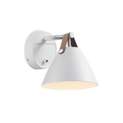 Applique murale industrielle métal et cuir, blanc, GU10