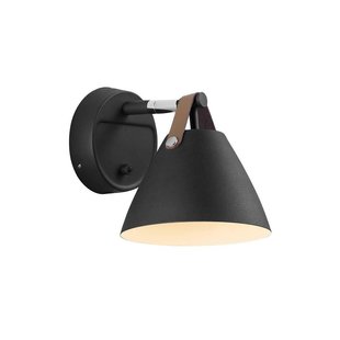 Industriële wandlamp zwart, metaal met leer, GU10 fitting