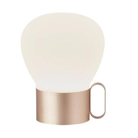 NURU 15 lampe de table LED rechargeable, or rose, 4,8W/300 lumens, gradable en 3 étapes, IP44, hauteur 20 cm