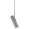Lámpara de techo cilíndrica en metal gris, altura 27 cm, casquillo GU10 máx. 8W, IP20, regulable con bombilla compatible, cable 300 cm