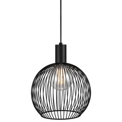 Lámpara colgante simple, estética y curvada de alambre de metal negro E27 30 cm Ø
