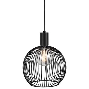 Lámpara colgante simple, estética y curvada de alambre de metal negro E27 30 cm Ø