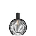 Pendelleuchte aus gebogenem Metalldraht in Schwarz, E27-Fassung, Durchmesser 40 cm, Höhe 45,5 cm, dimmbar mit passender Lampe