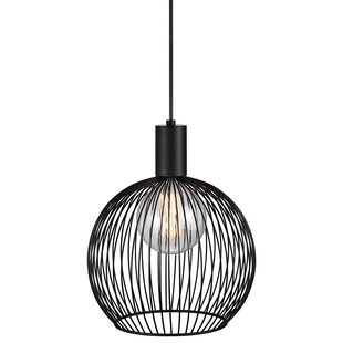 Curved wire pendant lamp black E27 40 cm Ø dimmable