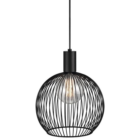 Gebogene Metalldraht-Pendelleuchte schwarz, E27-Fassung (Leuchtmittel nicht inbegriffen), Ø50 cm, Höhe 54,5 cm, Kabel 300 cm
