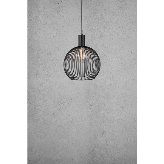 Lámpara colgante de alambre metálico curvo negro, casquillo E27 (bombilla no incluida), Ø50 cm, altura 54,5 cm, cable 300 cm
