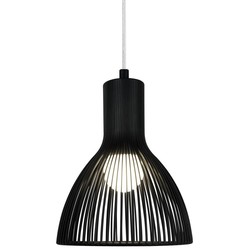 Suspension conique métal noir E27 26 cm Ø, câble 300 cm