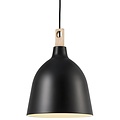 Lámpara colgante de metal y madera, Ø29 cm, negro, casquillo E27 máx. 60W, regulable con bombilla compatible, IP20