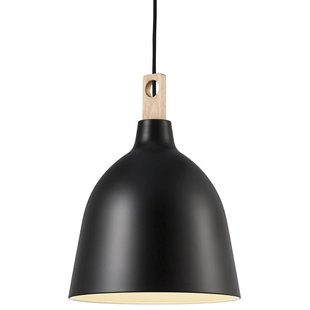 Lámpara colgante metal y madera Ø29 cm negro E27