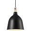 Pendelleuchte aus Metall und Holz, Ø29 cm, schwarz, E27-Fassung max. 60W, dimmbar mit kompatibler Lampe, IP20