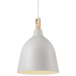 Hanglamp Ø29 cm E27 wit/grijs metaal en hout, dimbaar