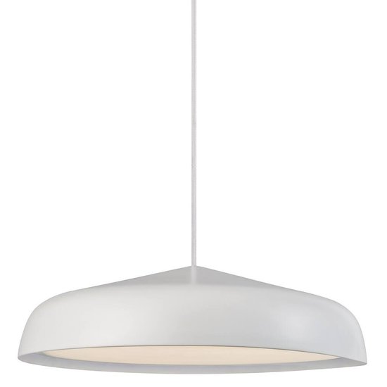 Pendelleuchte Ø40 cm, weiß, Metall und Kunststoff, LED-Modul 20W 230V, dimmbar, weißes Textilkabel 300 cm, IP20