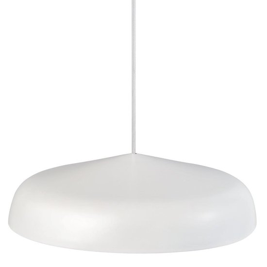Suspension Ø40 cm, blanche, métal et plastique, module LED 20W inclus 230V, dimmable, câble textile blanc 300 cm, IP20