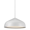 Lámpara colgante redonda en blanco de metal y plástico, Ø25 cm, módulo LED 12W regulable incluido, cable textil blanco 300 cm, IP20