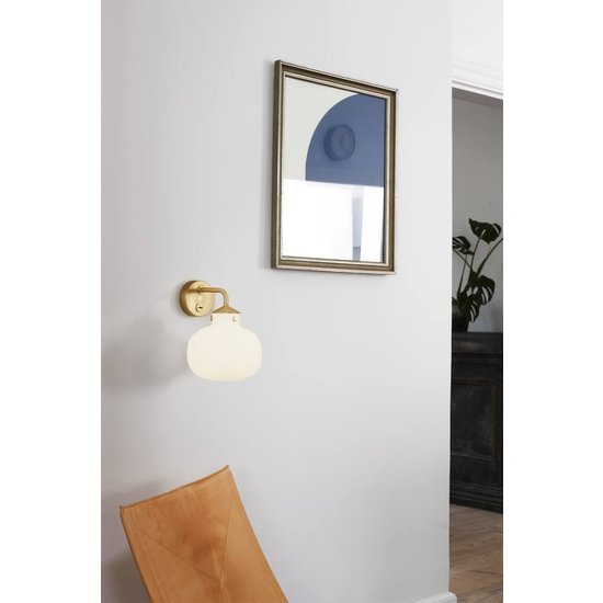 Applique en verre opalin blanc avec câble textile blanc, douille E27, IP20, hauteur 25,7 cm, diamètre 20 cm