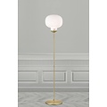 Floor lamp with opal white glass shade and metal base, E27 socket, max 15W, bulb not included, 150 cm tall, IP20
