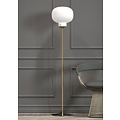 Floor lamp with opal white glass shade and metal base, E27 socket, max 15W, bulb not included, 150 cm tall, IP20