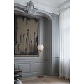 Vloerlamp opaalwit glas met metalen voet, E27 fitting, max. 15W, lichtbron niet inbegrepen, 150 cm hoog, IP20