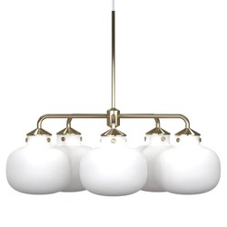 Five-arm chandelier E27 opal white glass and metal