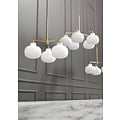 Five-arm chandelier with opal white glass, white textile cord and E27 sockets (bulbs not included), 55 x 57 cm
