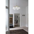 Five-arm chandelier with opal white glass, white textile cord and E27 sockets (bulbs not included), 55 x 57 cm