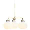 Lámpara araña 3 brazos E27 máx. 25W cristal opal blanco, estructura metálica, altura 55 cm, ancho 57 cm, IP20