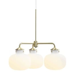 Kronleuchter 3-armig E27 Opalweißglas Metallrahmen