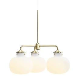 Three-arm chandelier E27 opal white glass metal frame