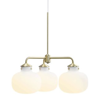 Lustre 3 bras E27 verre opale blanc structure métal