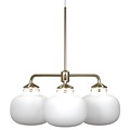 Lámpara araña 3 brazos E27 máx. 25W cristal opal blanco, estructura metálica, altura 55 cm, ancho 57 cm, IP20