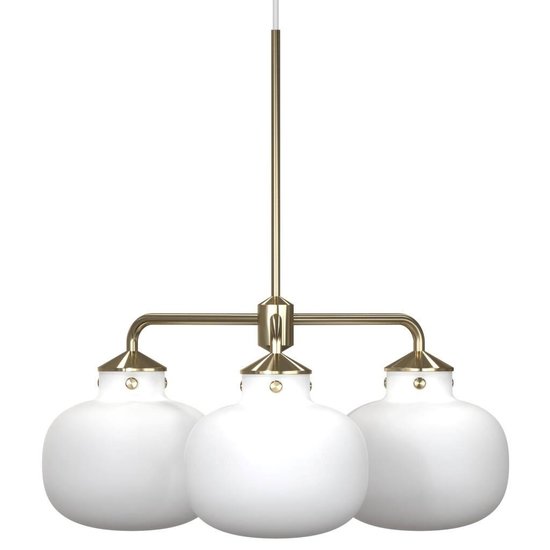 Kronleuchter 3-armig E27 max. 25W Opalweißglas, Metallrahmen, Höhe 55 cm, Breite 57 cm, IP20