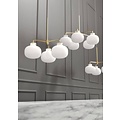Kronleuchter 3-armig E27 max. 25W Opalweißglas, Metallrahmen, Höhe 55 cm, Breite 57 cm, IP20