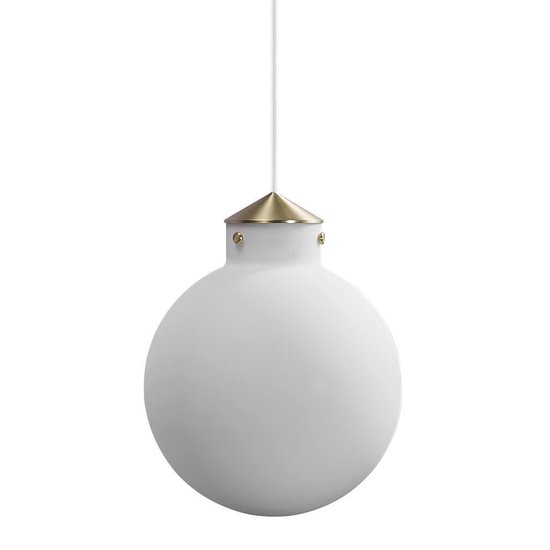 Runde Pendelleuchte mit Schirm aus Opalglas und Sockel aus Metall, E27-Fassung, max. 25W, dimmbar mit passender Lampe, Ø22,5 cm, Kabel 300 cm