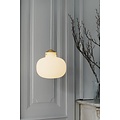 Suspension ovale avec abat-jour en verre opale blanc et suspension métallique, Ø30 cm, douille E27 max 25W, dimmable, câble 300 cm