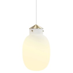 Ovale hanglamp met opaalwit glas, E27 fitting, dimbaar, Ø22,5 cm