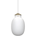 Ovale Pendelleuchte aus Opalweißglas mit Metalldetails, E27-Fassung, dimmbar, Ø22,5 cm, Kabel 300 cm