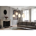 Ovale Pendelleuchte aus Opalweißglas mit Metalldetails, E27-Fassung, dimmbar, Ø22,5 cm, Kabel 300 cm