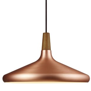 Verfijnde hanglamp in exclusief FSC-gecertificeerd geolied notenhout top 39cm Ø - koper