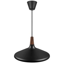 Verfijnde hanglamp in exclusief FSC-gecertificeerd geolied walnoot top 39cm Ø - zwart